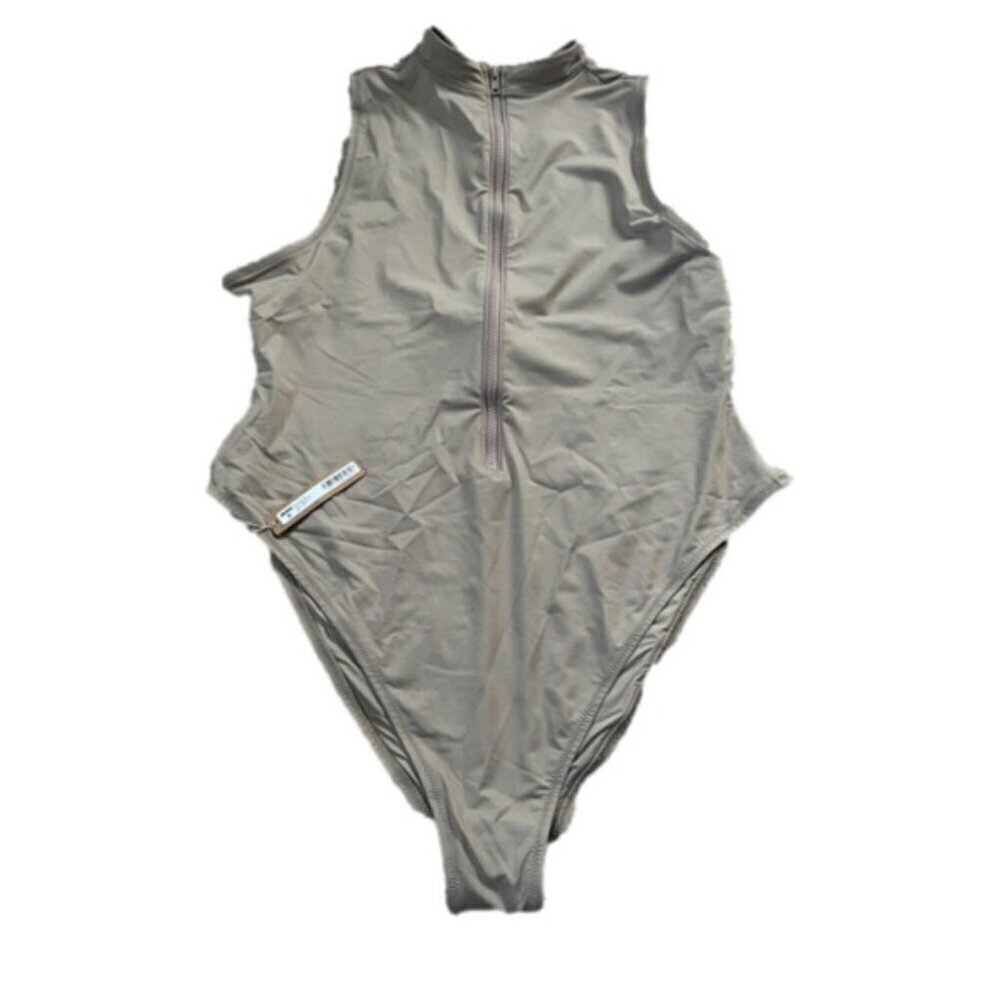 NWT Skims 3X SWIM ZIP FRONT SLEEVELESS ONE PIECE Desert Tan